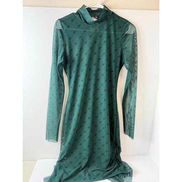 Baum und Pferdgarten Jolain Harlequin Green Long Sleeve Mesh Midi Dress Size‎ M - Picture 3 of 7